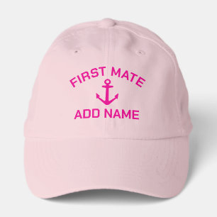 First Mate sailing cap with pink nautical anchor