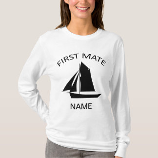 First Mate Sailor Name Ladies White LS T-Shirt