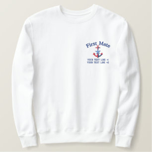 First Mate Star Your Boat Name Your Name Embroidered Sweatshirt