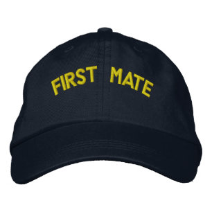 First mate text embroidered baseball cap