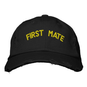 First mate text embroidered baseball hat