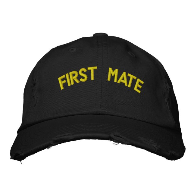 First mate text embroidered baseball hat (Front)
