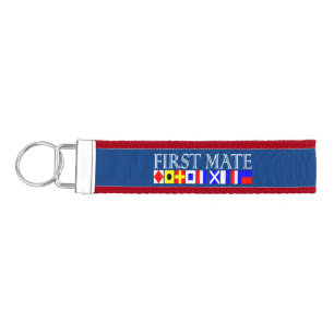 First Mate Title Nautical Signal Flags Your Name Wrist Keychain