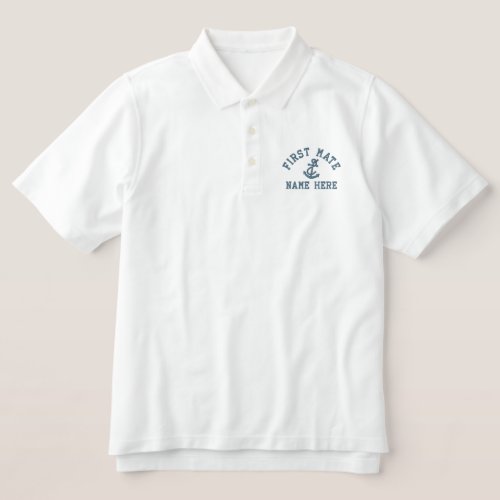 First Mate _ With Anchor customizable Embroidered Polo Shirt