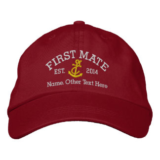 First Mate With Anchor Personalized Embroidered Baseball Cap