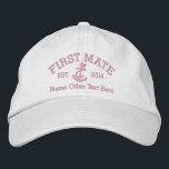 First Mate With Anchor Personalized Embroidered Baseball Cap<br><div class="desc">Embroidered First Mate cap .. ideal for sailors .. First Mate and rope and anchor personalized cap from Ricaso</div>