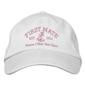 First Mate With Anchor Personalized Embroidered Baseball Cap