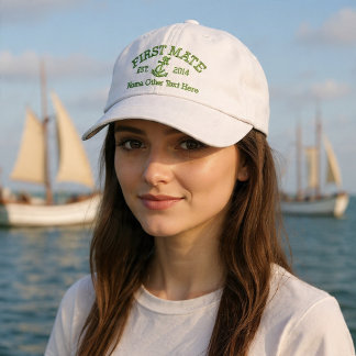 First Mate With Anchor Personalized Embroidered Baseball Cap