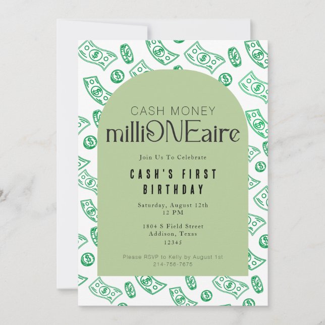 First millionaire birthday invitation  (Front)