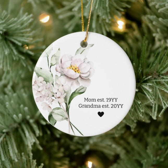 First Mom Established Grandma Christmas Tree Ceramic Ornament (Tree)
