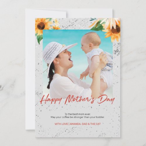 First Mom Happy Mothers Day Floral Photo Card