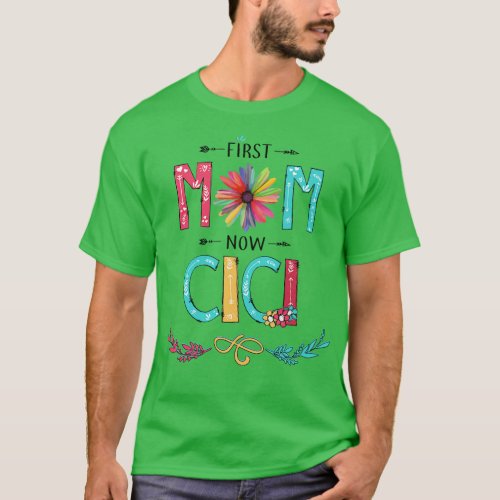 First Mom Now Cici Wildflowers Happy Mothers Day T_Shirt