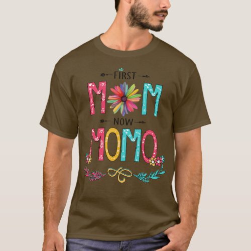 First Mom Now Momo Wildflowers Happy Mothers Day T_Shirt