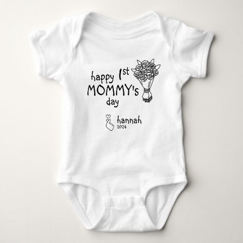 First Mommys Day Roses Flower Bouquet Baby Bodysuit