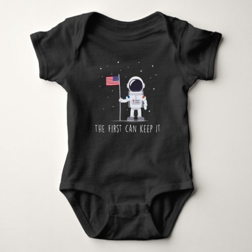 First Moon landing Spaceman America Flag Astronaut Baby Bodysuit