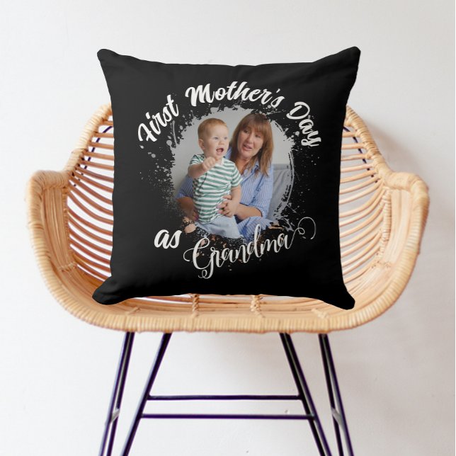 First Mother day as grandma Photo Throw Pillow (Creator Uploaded)