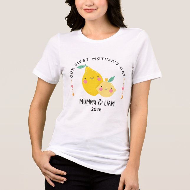 First Mother’s Day 2026 Cute Lemon Mom & Baby  Tri-Blend Shirt (Front)