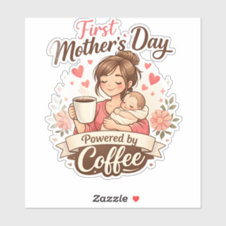 First Mother’s Day Fueled by Coffee – New Mom Gift Sticker