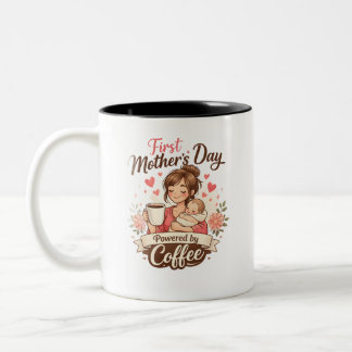 First Mother’s Day Fueled by Coffee – New Mom Gift Two-Tone Coffee Mug