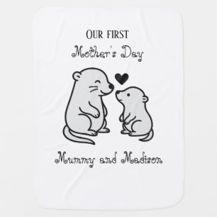 First Mother’s Day Otter Art – Cute Mom and Baby  Blanket