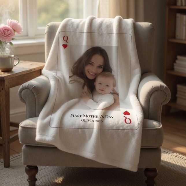 First Mother’s Day Personalized Photo  Fleece Blanket (Creator Uploaded)