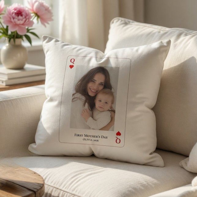 First Mother’s Day Personalized Photo  Throw Pillow (Creator Uploaded)