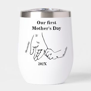 First Motherd's Bump Happy Mother's day Thermal Wine Tumbler