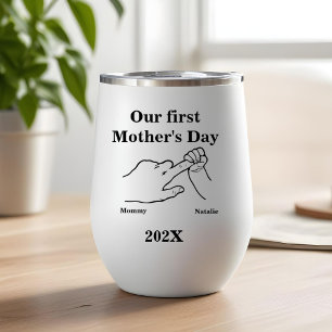 First Motherd's Bump Happy Mother's day Thermal Wine Tumbler