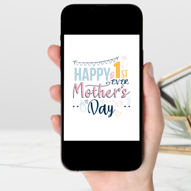 First Mothers Day 1st Time Mom Boho Card (Front Digital)