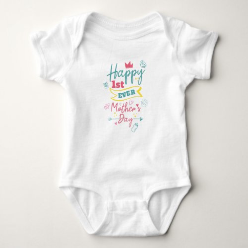 First Mothers Day 1st Time Mom Cute Baby Bodysuit
