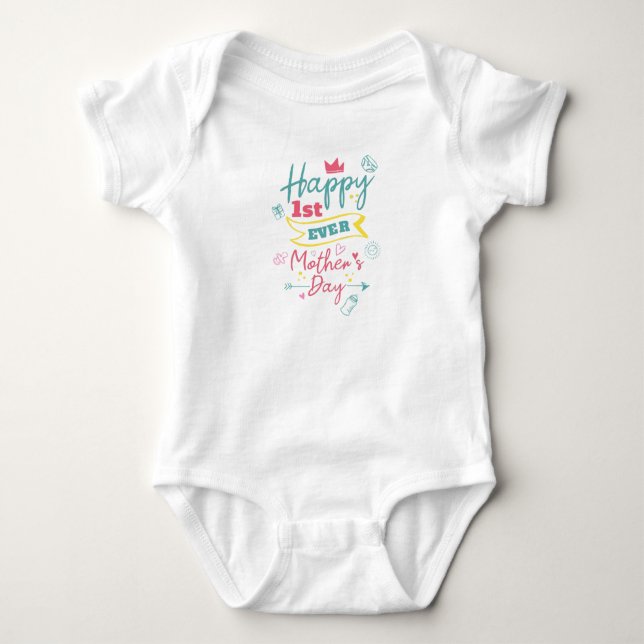 First Mothers Day 1st Time Mom Cute Baby Bodysuit (Front)