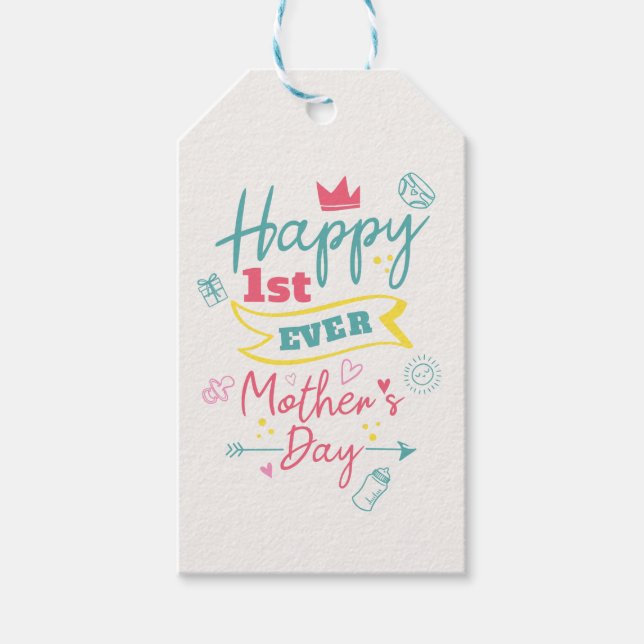 First Mothers Day 1st Time Mom Cute Gift Tags (Front)