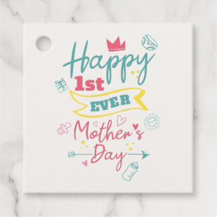 First Mothers Day 1st Time Mom Cute Personalized  Favor Tags