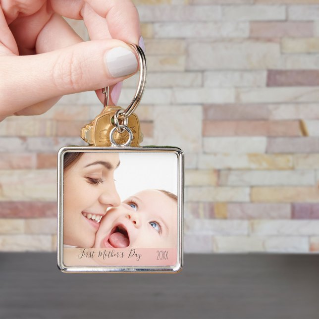 First Mothers Day 2023 Custom Mom and Baby Photo Keychain (Creator Uploaded)