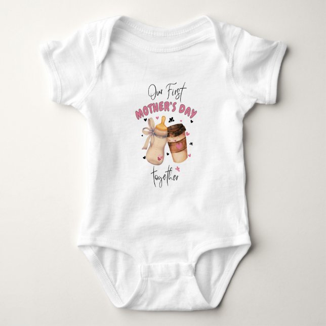 First Mother's Day 2025 / Pink Matching outfit Baby Bodysuit (Front)