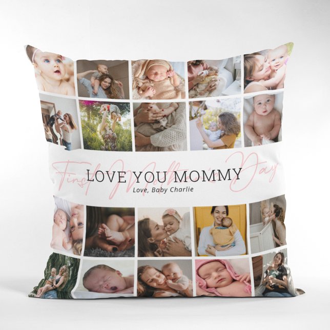 First Mother's Day 20 Photo Collage Throw Pillow (Creator Uploaded)