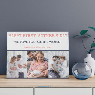 First Mothers Day 3 Photo Collage Faux Canvas Print
