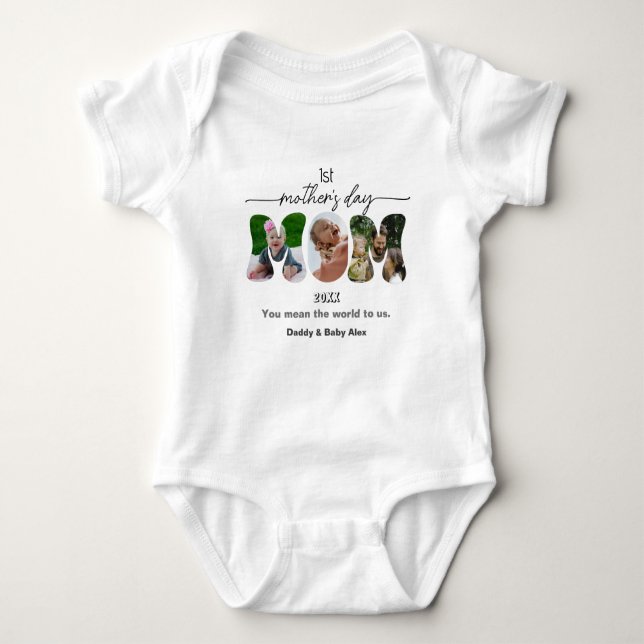 First Mother's Day 3 Photos Collage  Baby Bodysuit (Front)