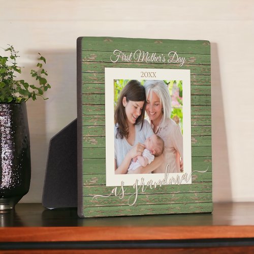 First Mothers Day As Grandma Custom Photo Gift Plaque