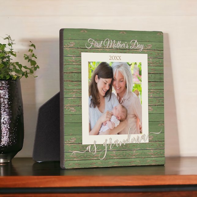 First Mother's Day As Grandma Custom Photo Gift Plaque (Creator Uploaded)
