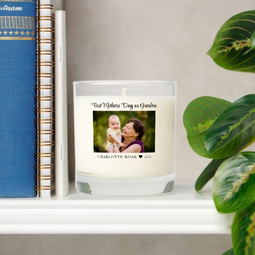 First Mothers Day as New Grandma Baby Photo Scented Candle