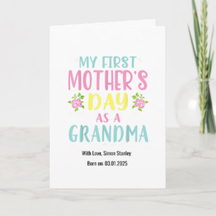 First Mothers Day as new Grandma, roses, colorful Card