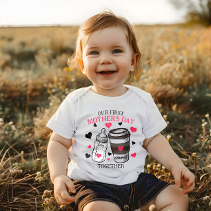 First Mother's Day Baby Bottle and Coffee Cup Baby Bodysuit