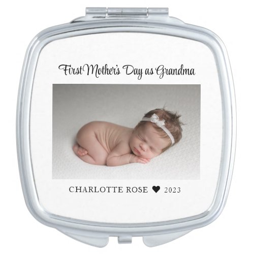 First Mothers Day Baby Photo New Grandma Compact Mirror
