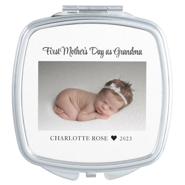 First Mothers Day Baby Photo New Grandma Compact Mirror (Front)