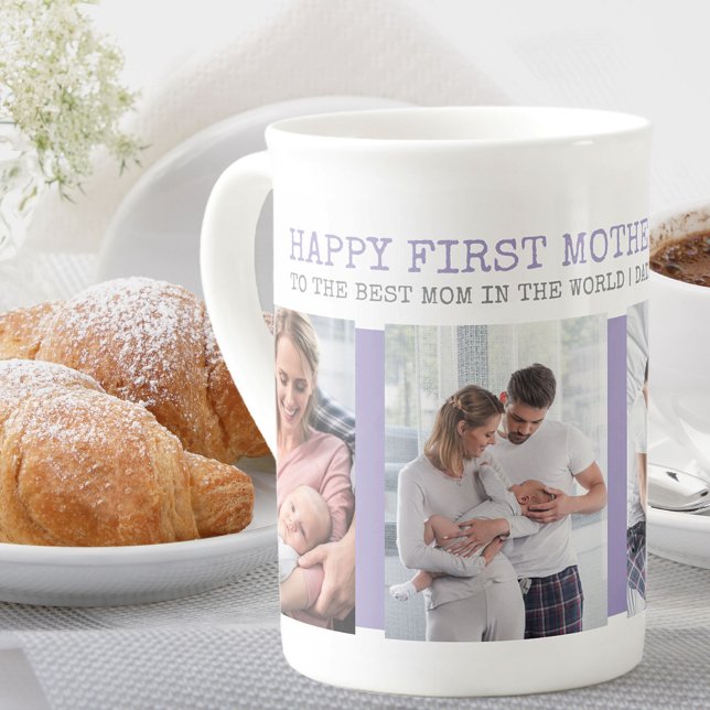 First Mother's Day Best Mom 4 Photo Collage Bone China Mug (Creator Uploaded)