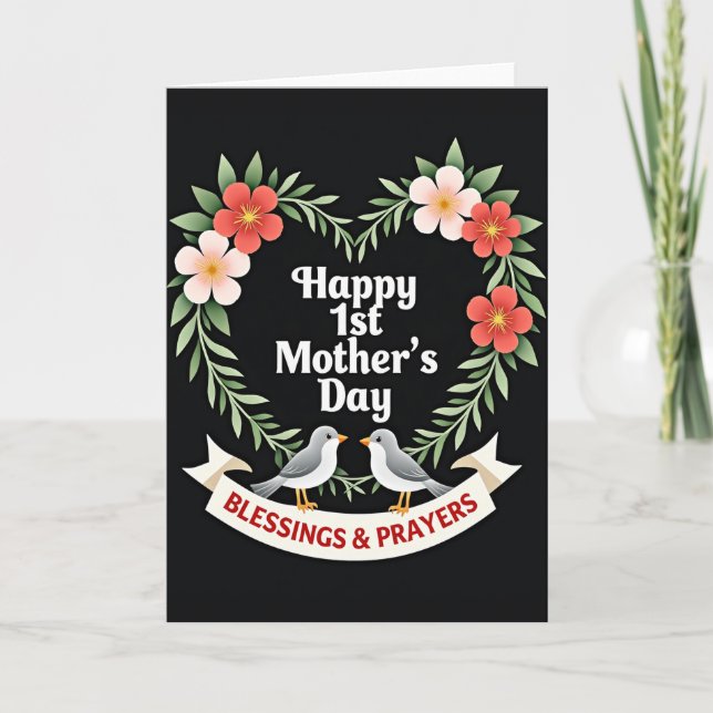 First Mothers Day Birds Wreath Card (Front)