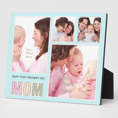 First Mothers Day Blue Photo Collage Plaque