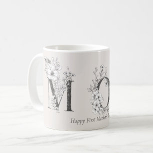 First Mother's Day Botanical Letters Blush Pink Coffee Mug