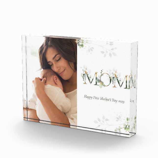 First Mother's Day Botanical Letters Photo Block (Right)